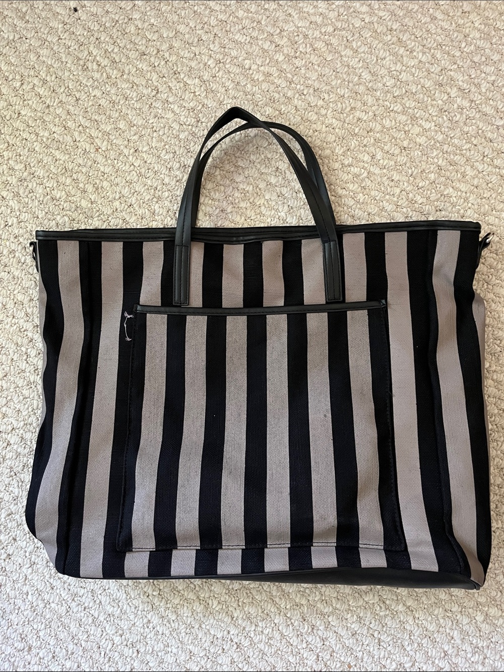 ICHI NWOT Striped Tote Bag in Brown and Black - Picture 3 of 6